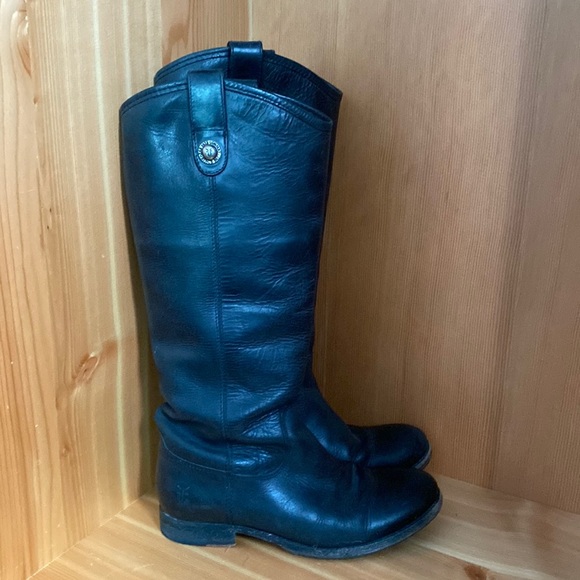 FRYE beautiful black leather boots size 6 - Picture 1 of 7